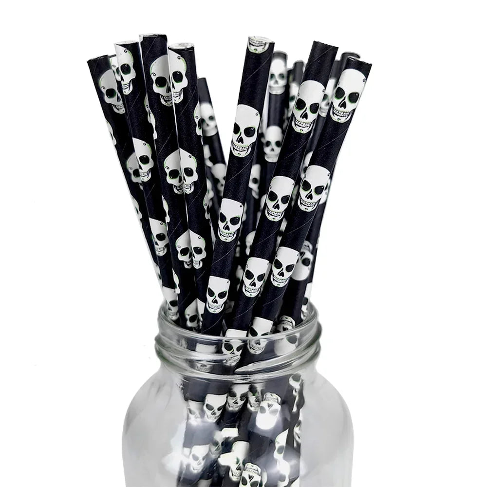Halloween engångssugrör döskallar