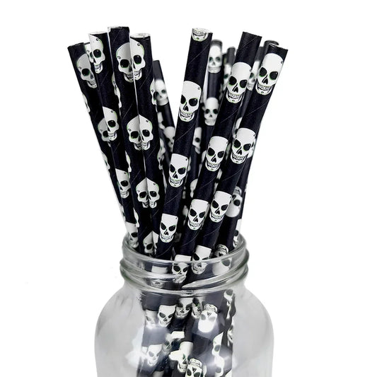 Halloween engångssugrör döskallar
