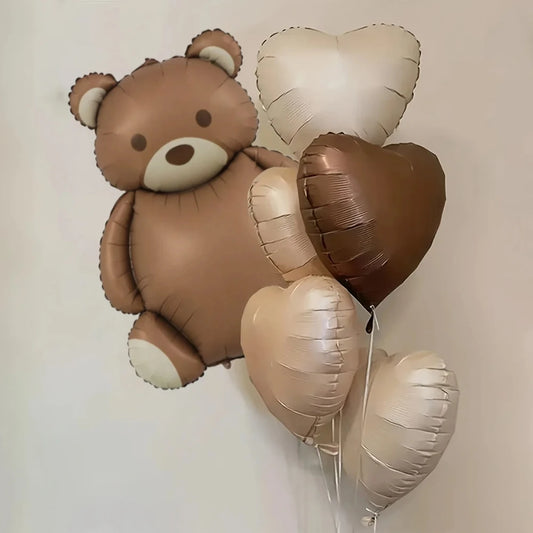 Set ballonger nalle och hjärtan